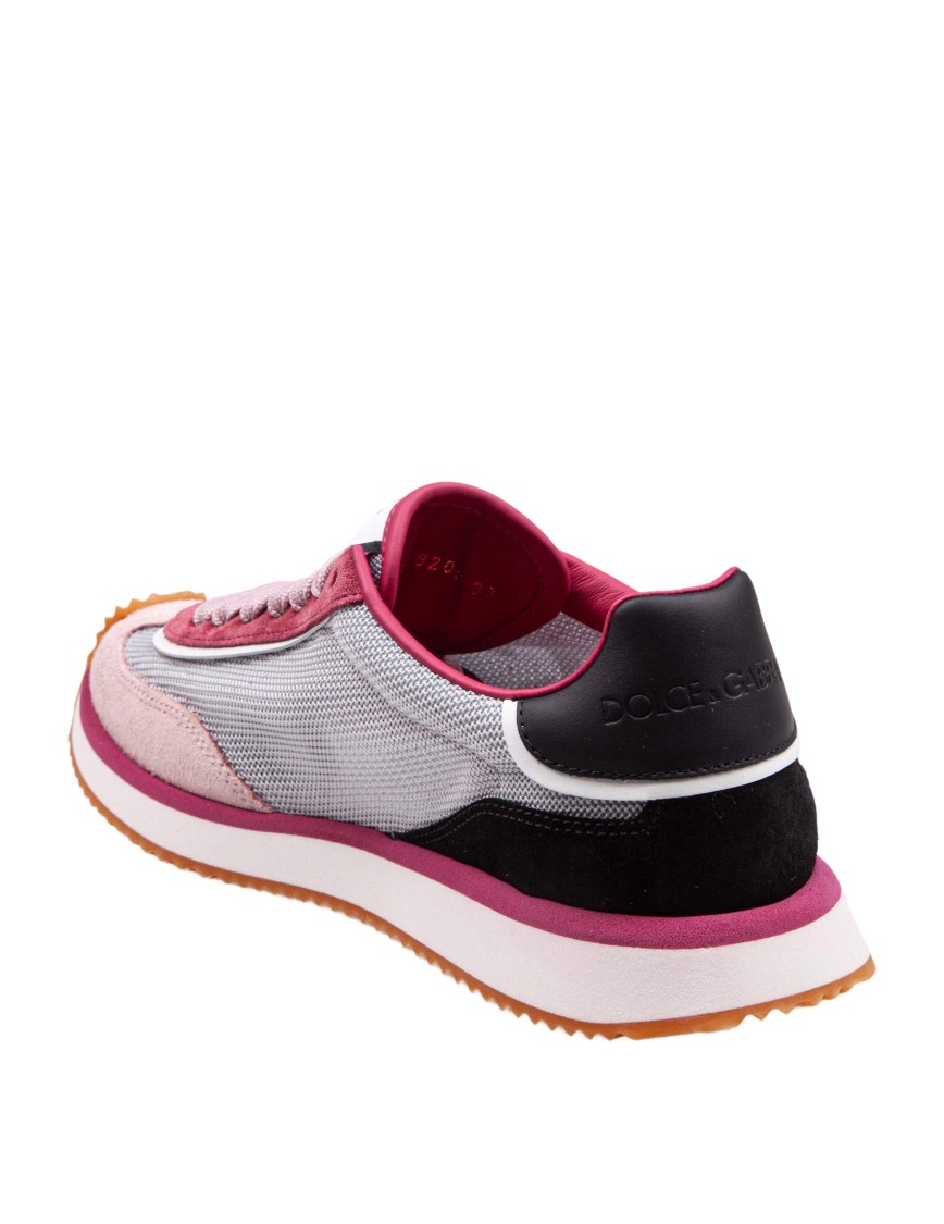 Dolce & Gabbana Cushion Sneakers With Rubber Sole And Leather Trim In Multicolor