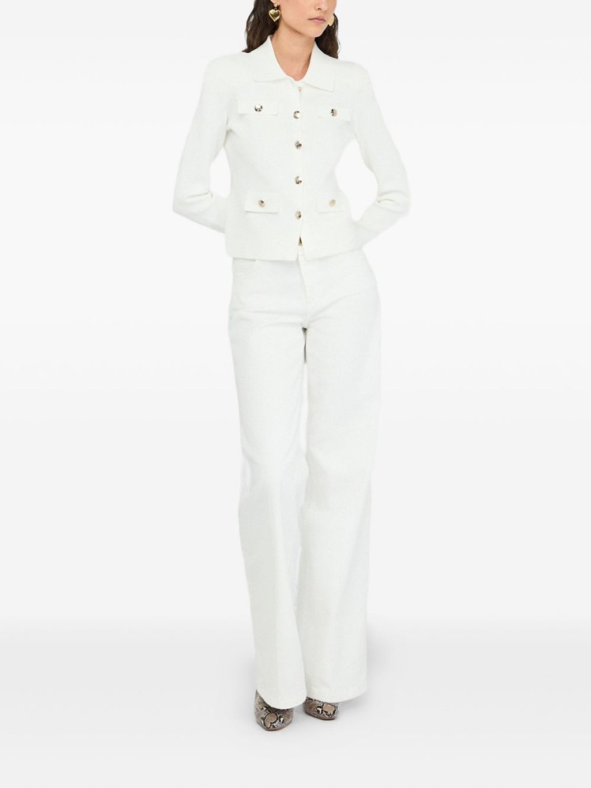 Liu •jo Liu Jo Fitted White Jacket With Classic Collar And Decorative Buttons In White