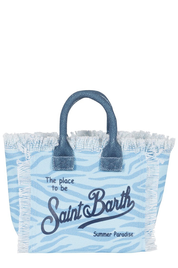 Mc2 Saint Barth Zebra-Patterned Turquoise Mini Bag With Double Handles