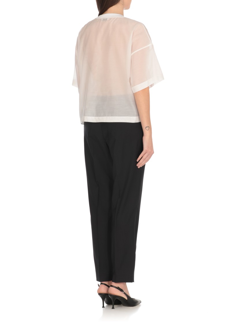 Peserico White Cotton And Silk T-shirt In White