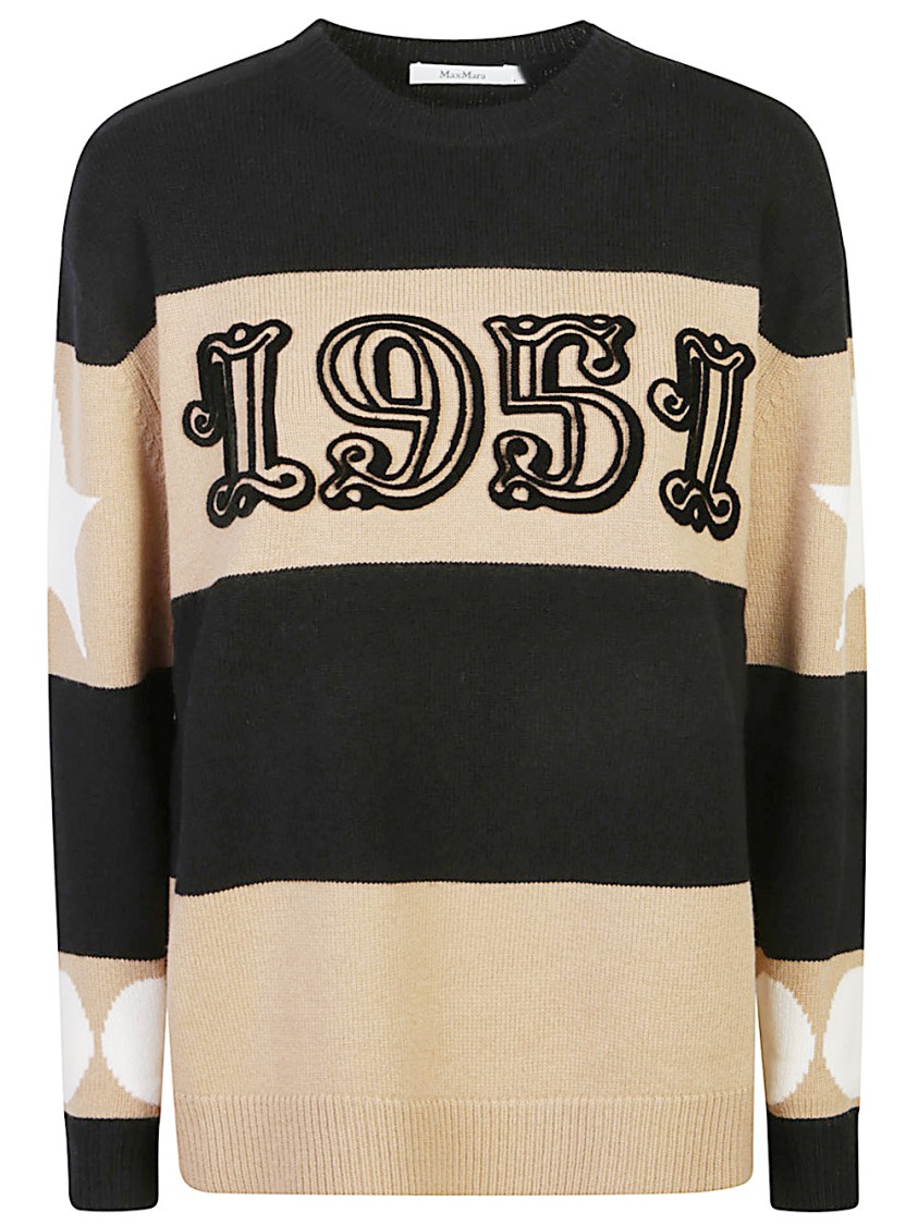 Max Mara Multicolor Dirce 1951-motif Striped Jumper In Black