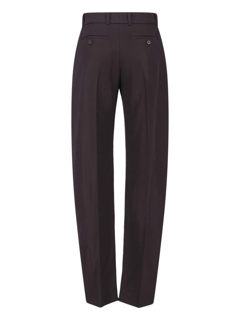Alexander Mcqueen High-waisted Brown Wool Trousers With Front Pleats In Brown