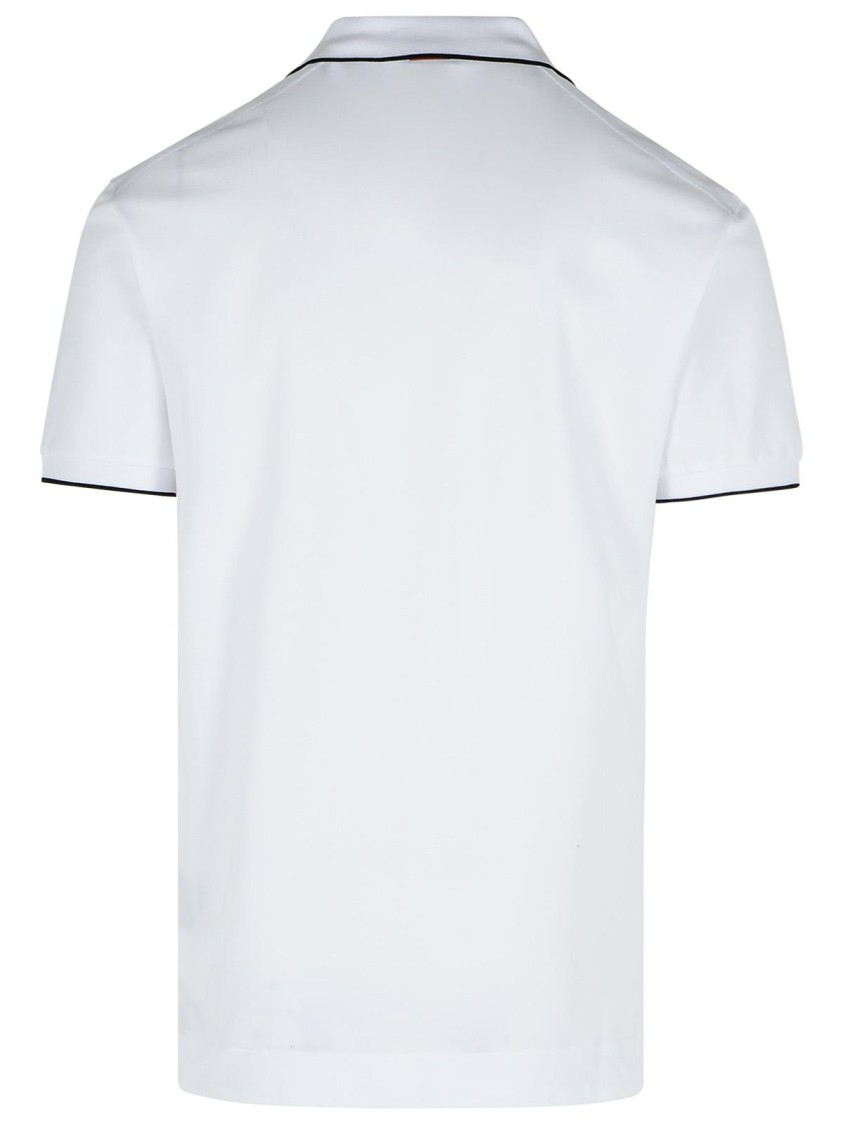 Shop Zegna White Cotton Polo Shirt