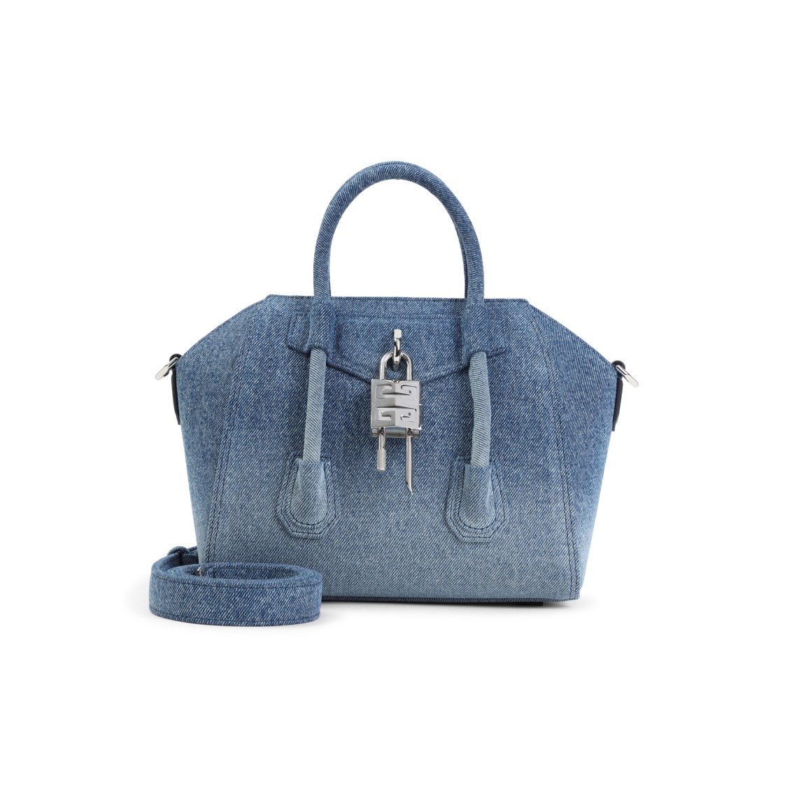 Givenchy Antigona Lock Mini Top-handle Bag In Faded Denim In Blue