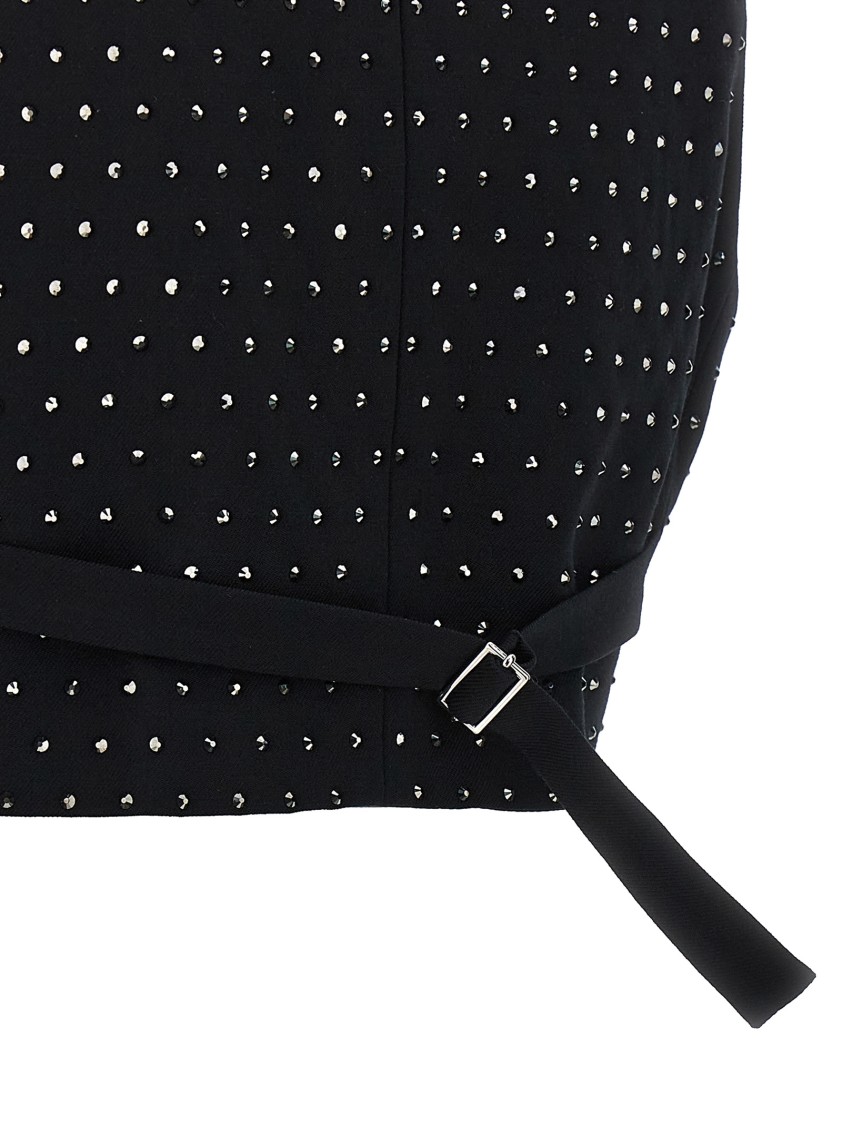 The Andamane Crystal V-neck Studded Waistcoat In Black