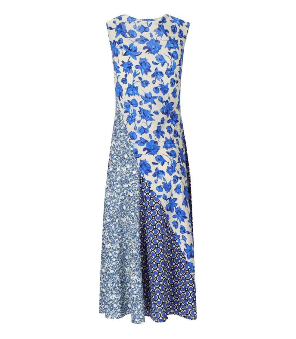 Max Mara Cubano Blue Floral Midi Dress In Blue