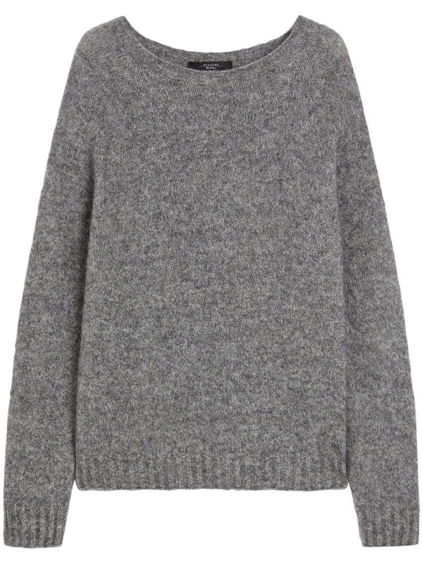 Max Mara Relaxed Fit Grey Sweater With Ribbed Details In Gray