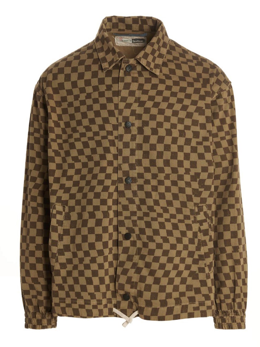 Incotex Red X Facetasm Check Print Overshirt In Brown