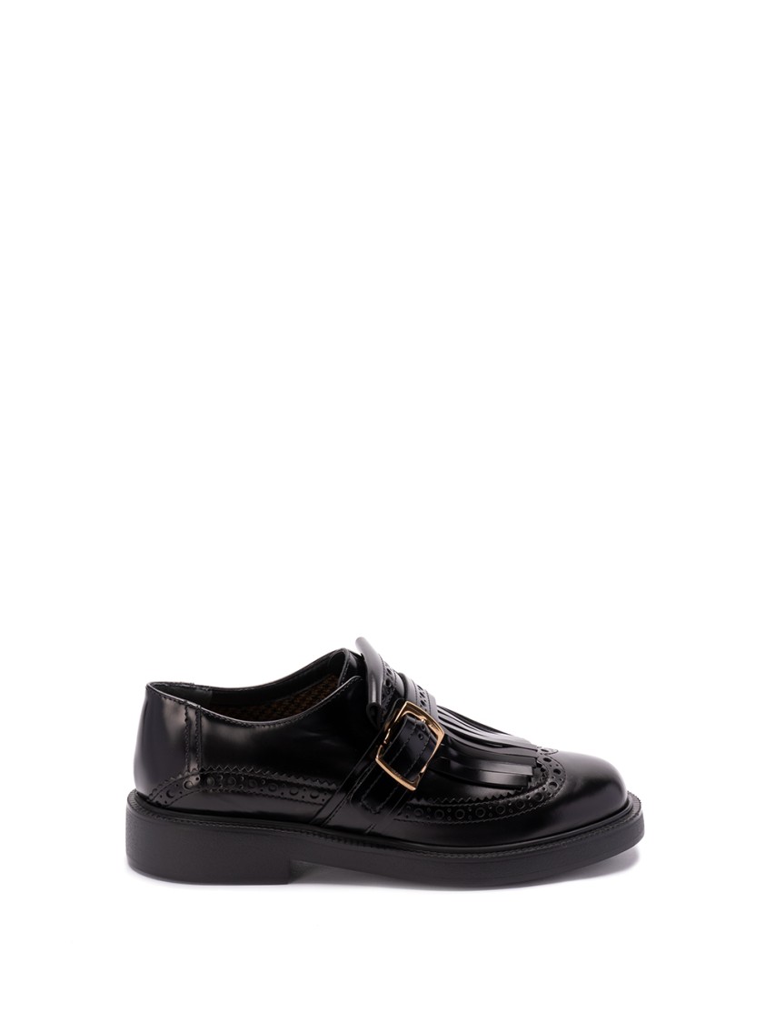 Tod's Brogue-detail Buckled Calf Leather Shoes In Black