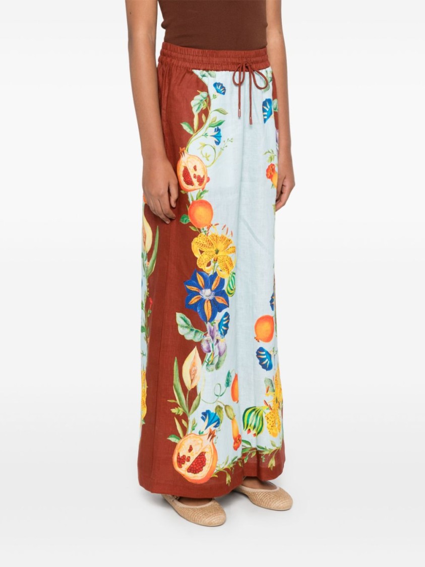 Shop Alemais Rich Chocolate Brown Dahlia Linen Trousers