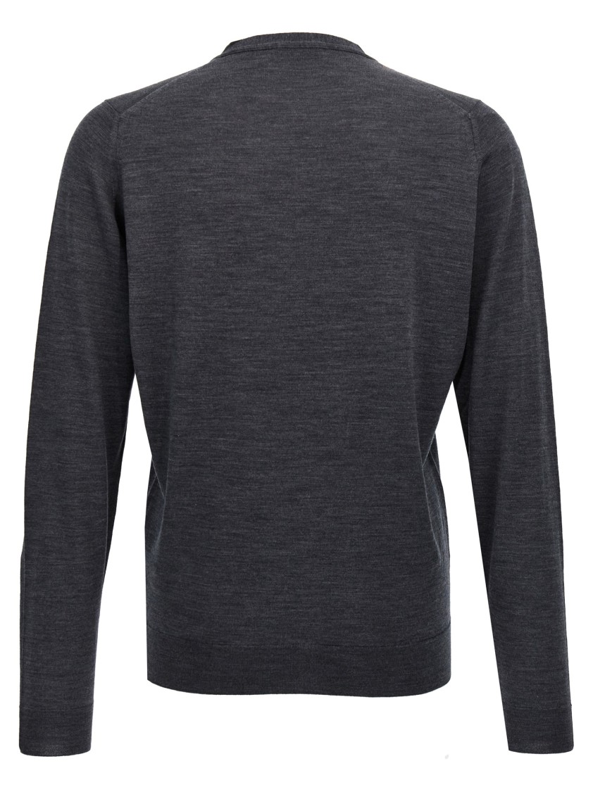John Smedley Classic V-neck Cardigan With Ribbed Cuffs And Hem In Gray