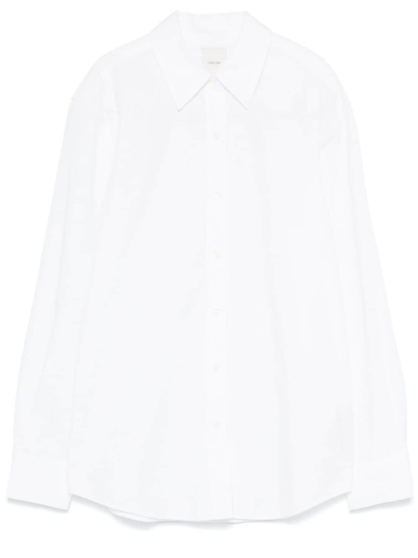 Shop Calvin Klein White Cotton Poplin Logo Shirt