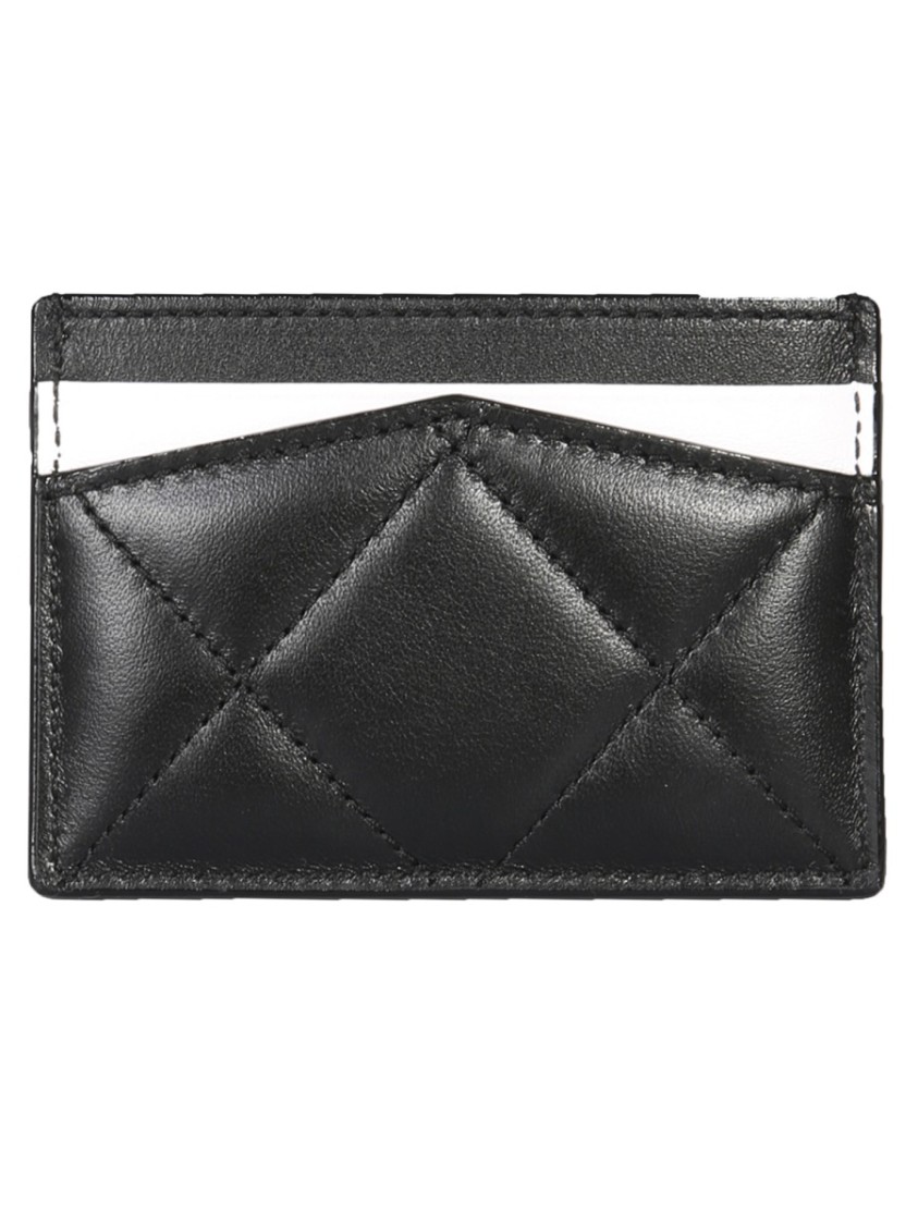 Alexander Mcqueen Quilted Leather Card Holder With Printed Logo In Black