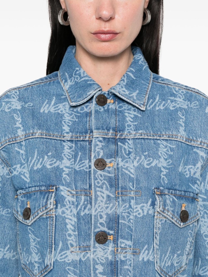 Vivienne Westwood Cropped Indigo Blue Jacket With Flap Pockets In Blue