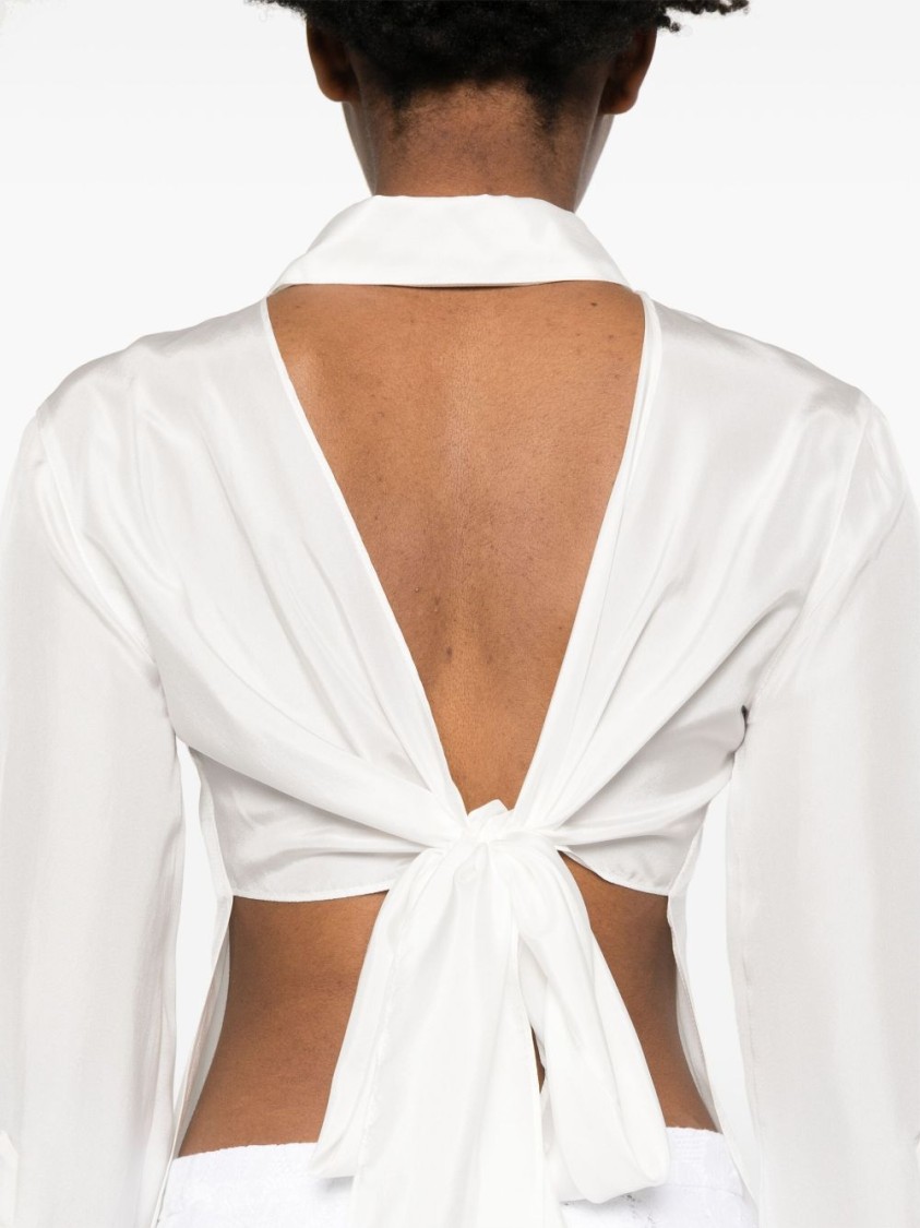 Jucca White Silk Shirt With Front Button Fastening In White