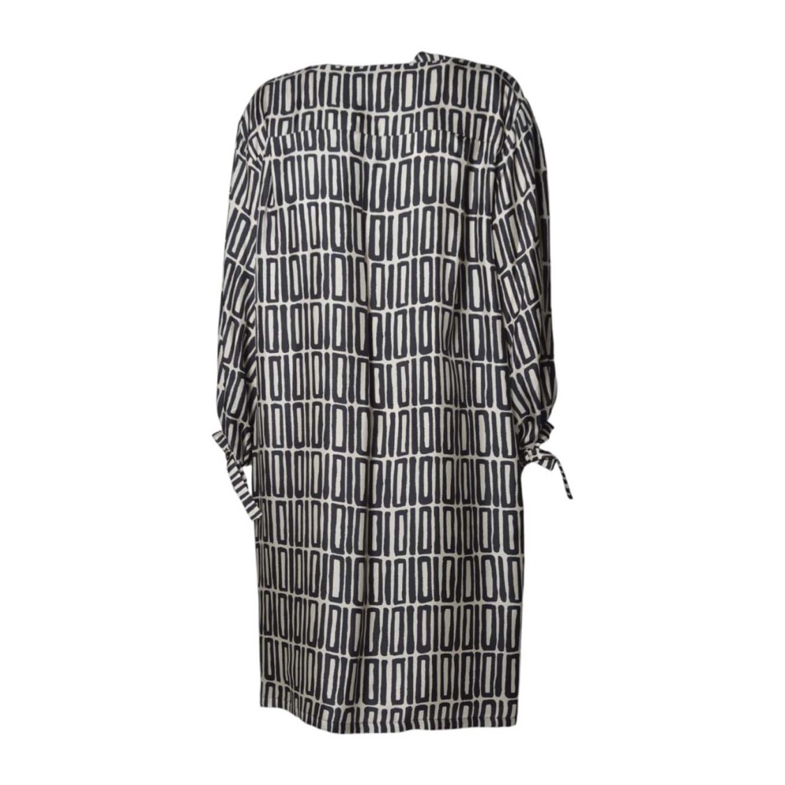Max Mara Relaxed Midi Dress With Geometric Pattern And Button-down Front In Multi
