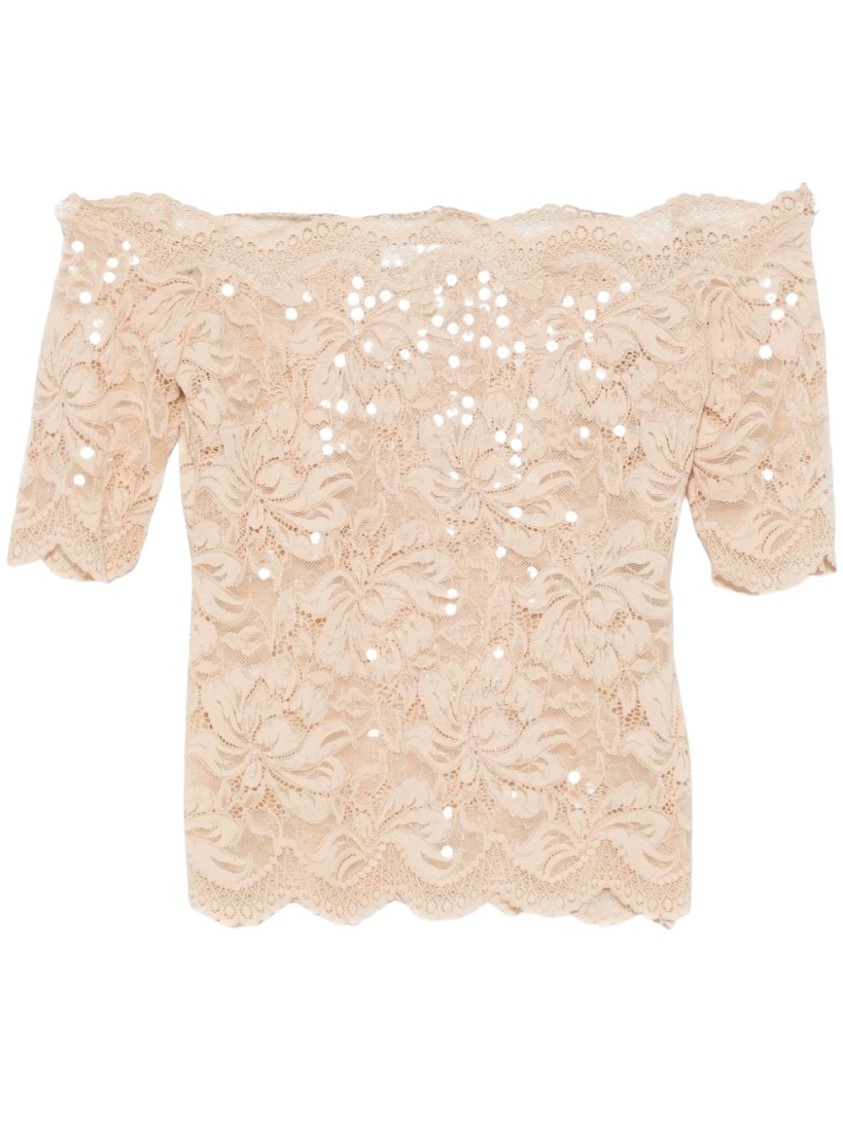 RABANNE RABANNE LACE-DETAIL OFF-SHOULDER TOP 