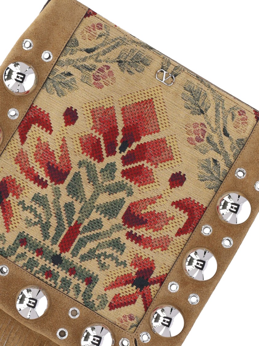 Valentino Garavani Floral Jacquard Shoulder Bag With Suede