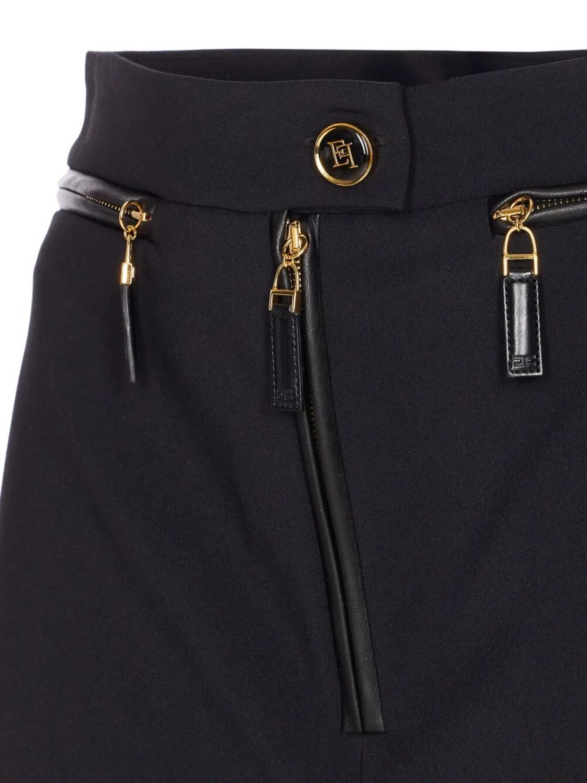 Elisabetta Franchi Black Double Crepe Skirt With Zip In Black