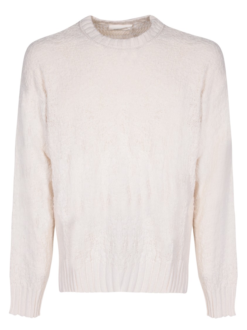 Atomo Factory White Ribbed Crew Neck Sweater In White