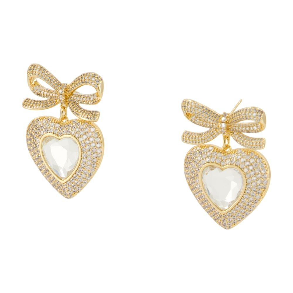 Self-portrait Bow Crystal Heart Earrings