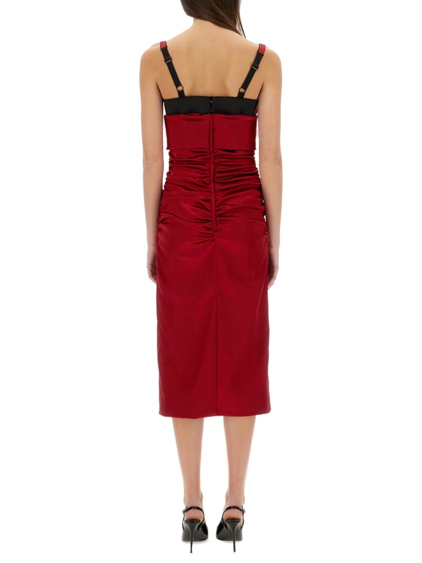 Shop Dolce & Gabbana Longuette Dress With Cone Cups In Red