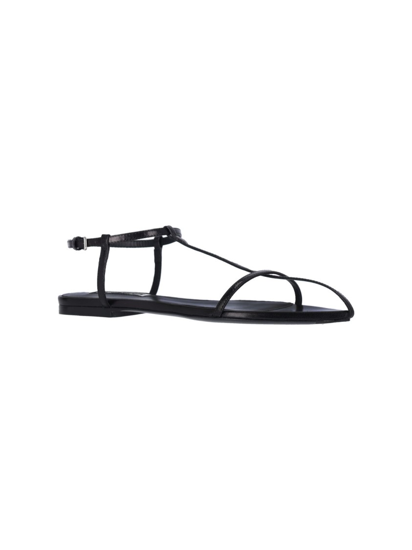 Shop Jil Sander Flat Sandals – Black