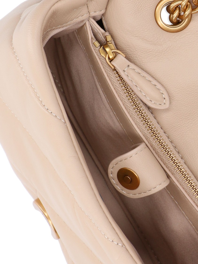 Pinko Mini Handbag With Quilted Oblique Pattern And Gold-tone Details In Pink