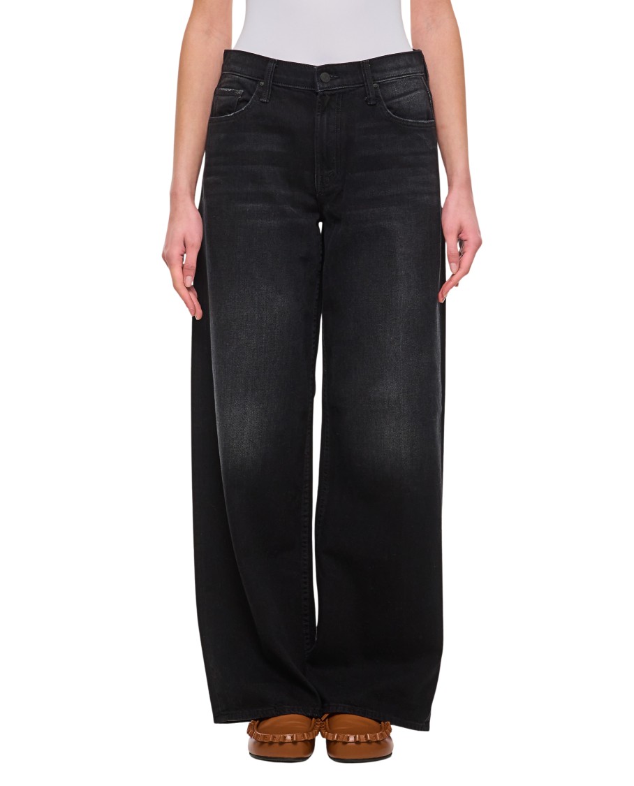 Mother The Spinner Zip Sneak Jeans In Black