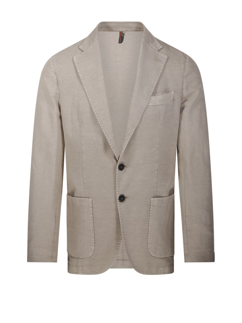 Santaniello Classic Tailored Jacket With Notched Lapel In Neutrals