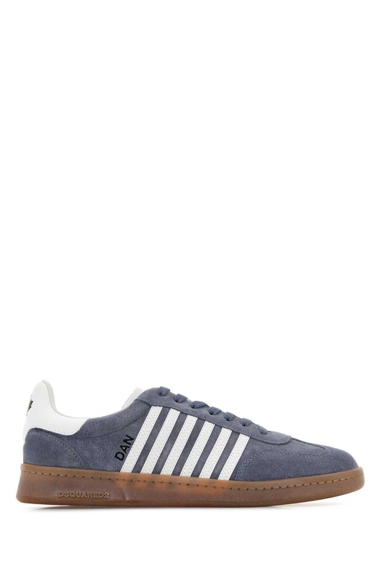 Dsquared2 Powder Blue Suede Boxer Sneakers In Gray