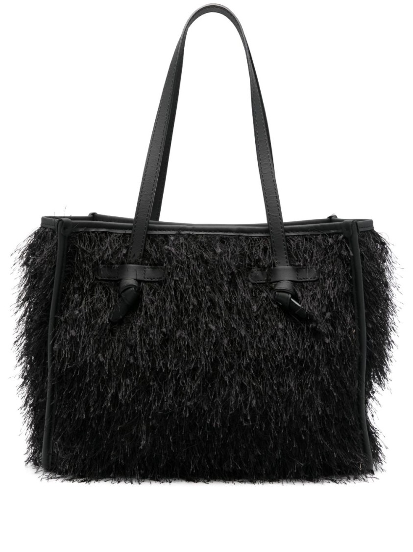 Gianni Chiarini Textured Black Shopper Bag With Fluffy Exterior