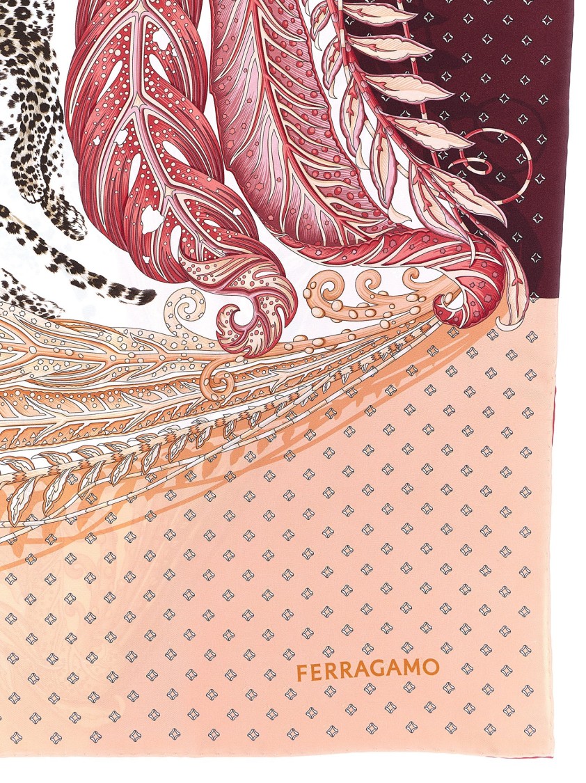 Ferragamo Madras Print Scarf In Brown