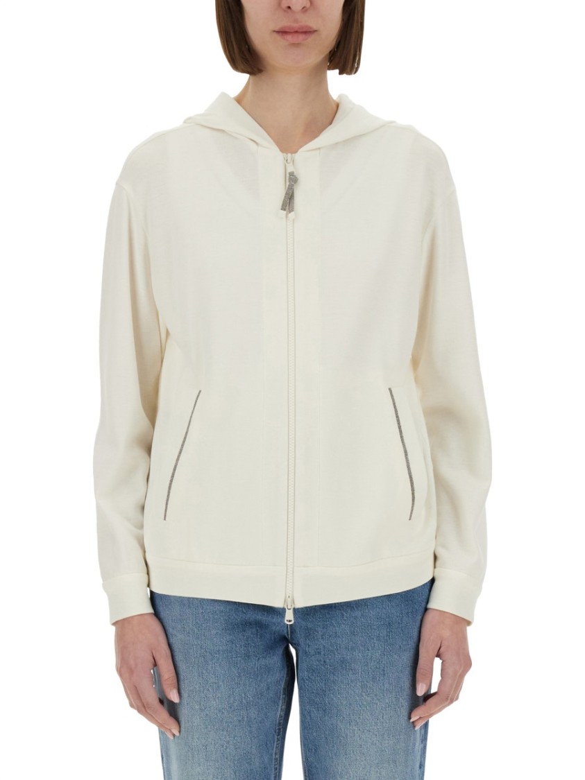 Brunello Cucinelli Cotton And Silk Interlock Topwear In Neutrals