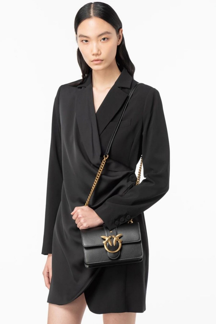Pinko Leather Shoulder Bag With Signature Gold-tone Clasp