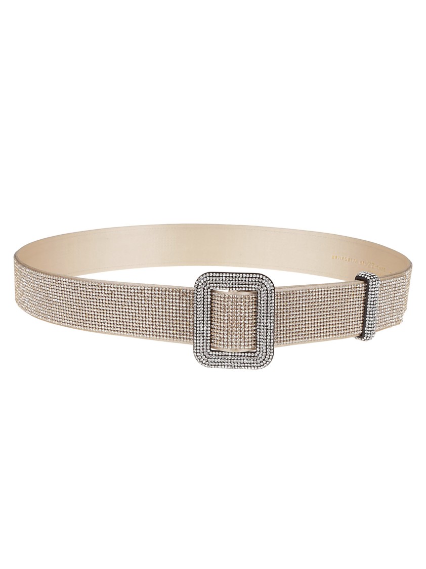Benedetta Bruzziches Pink And Purple Silk Belt With Rhinestone Mesh In Pink