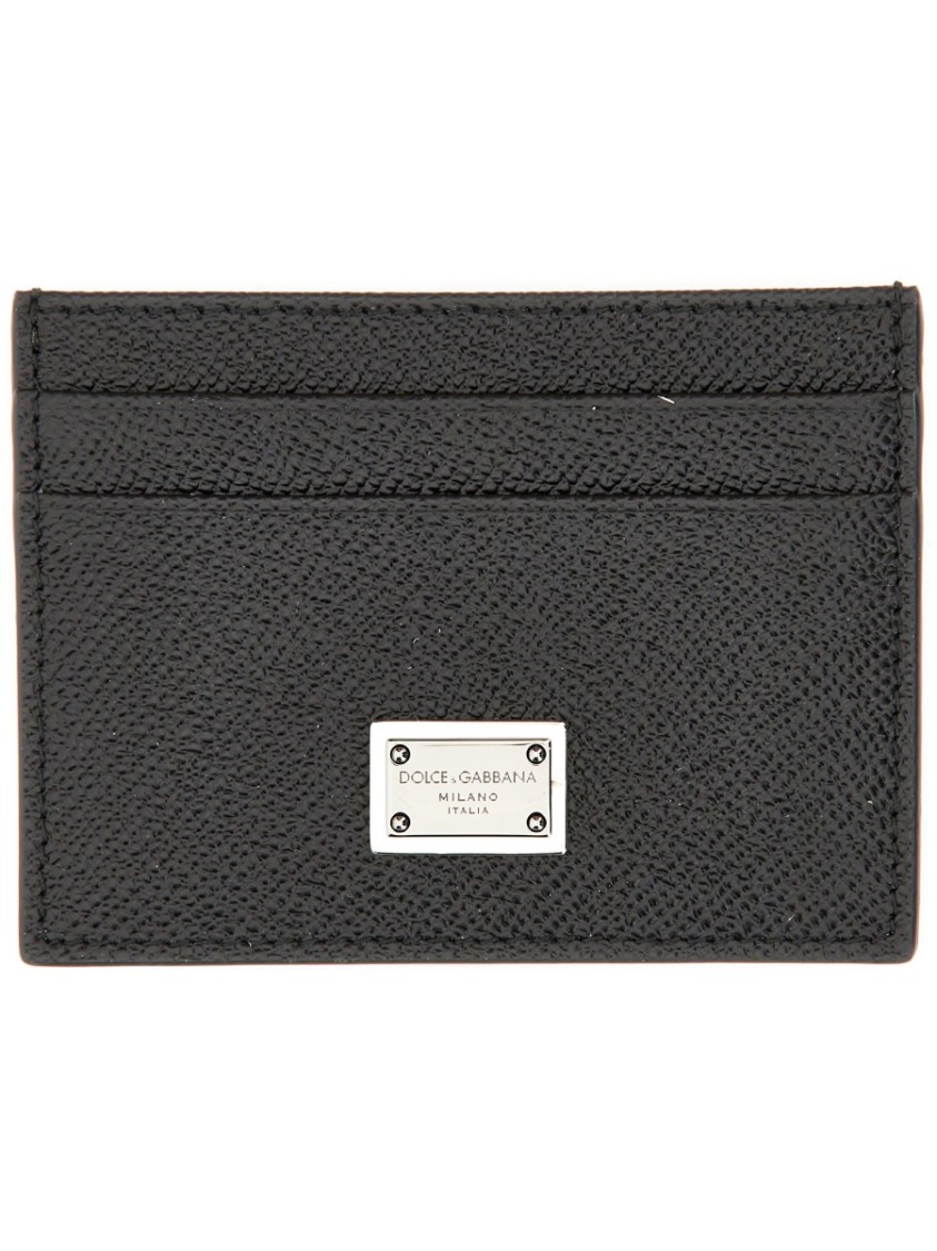 Dolce & Gabbana Black Textured Calf Leather Bi-fold Wallet In Black