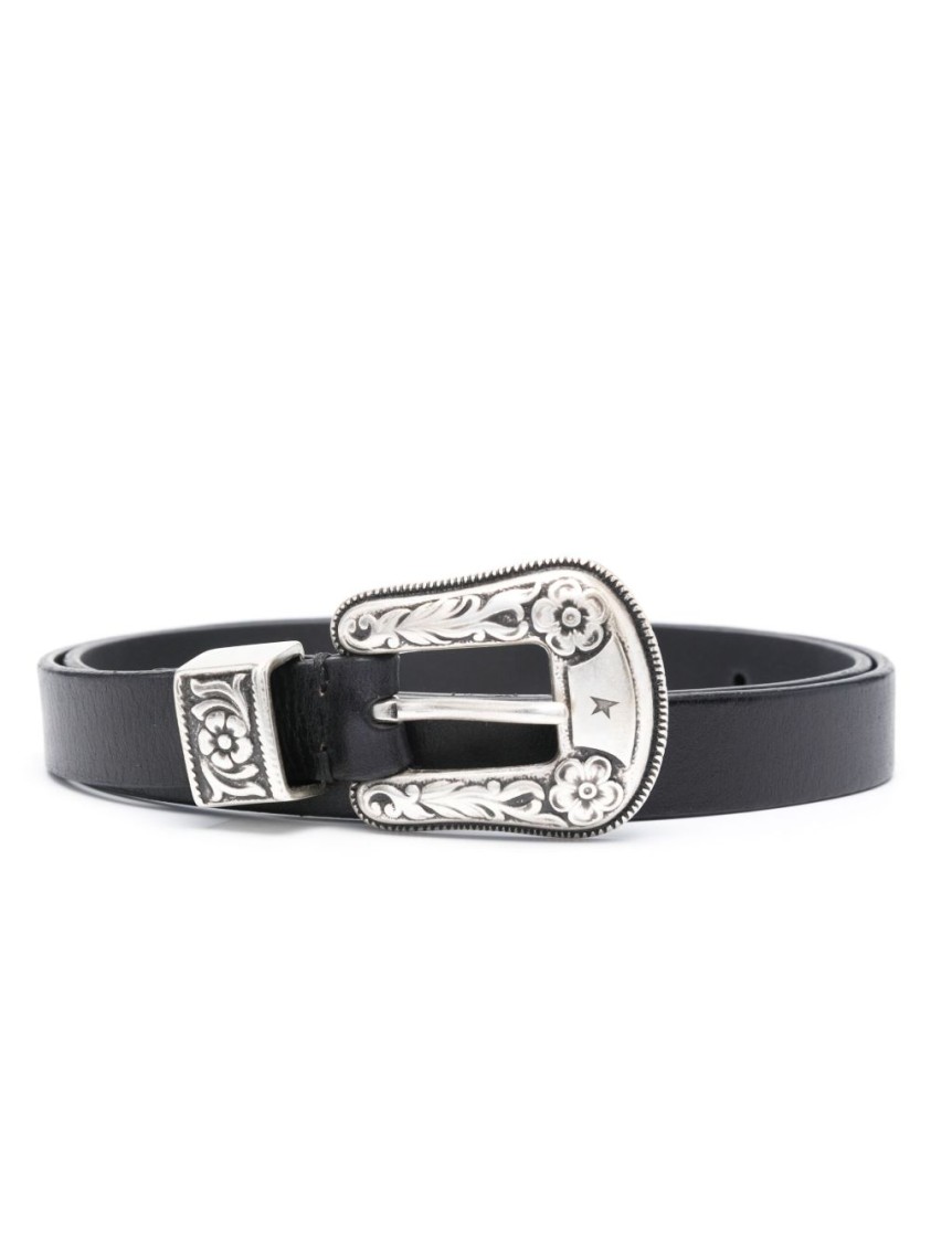 Golden Goose Db Washed Leather Belt Black In Black