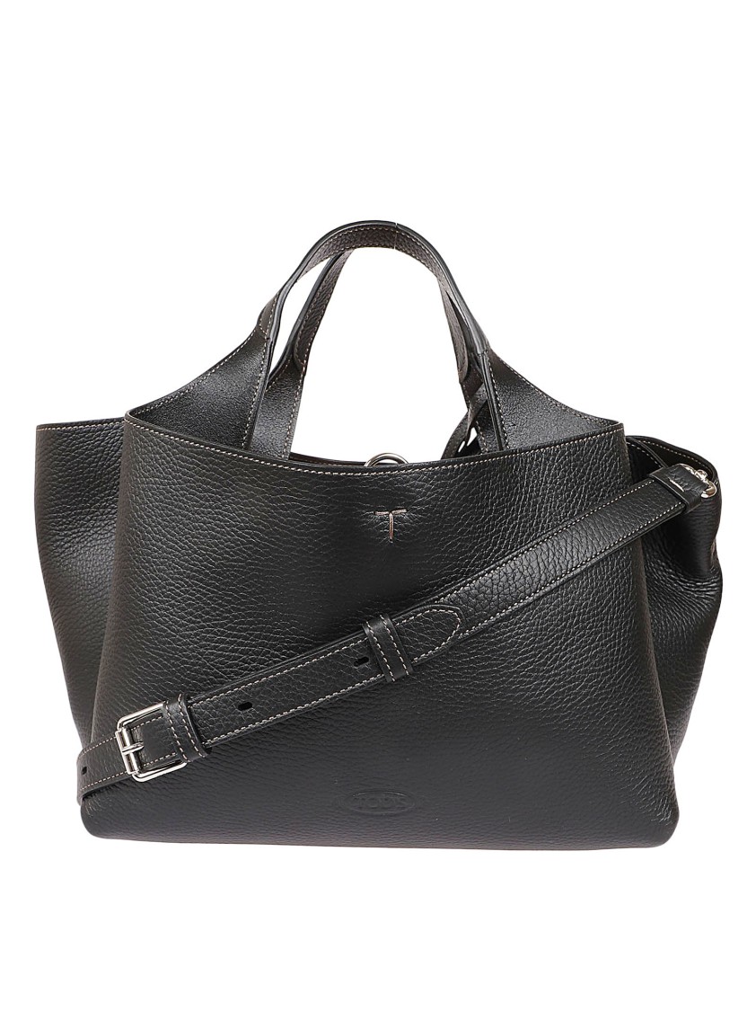 Tod's Structured Leather Handbag In Gray