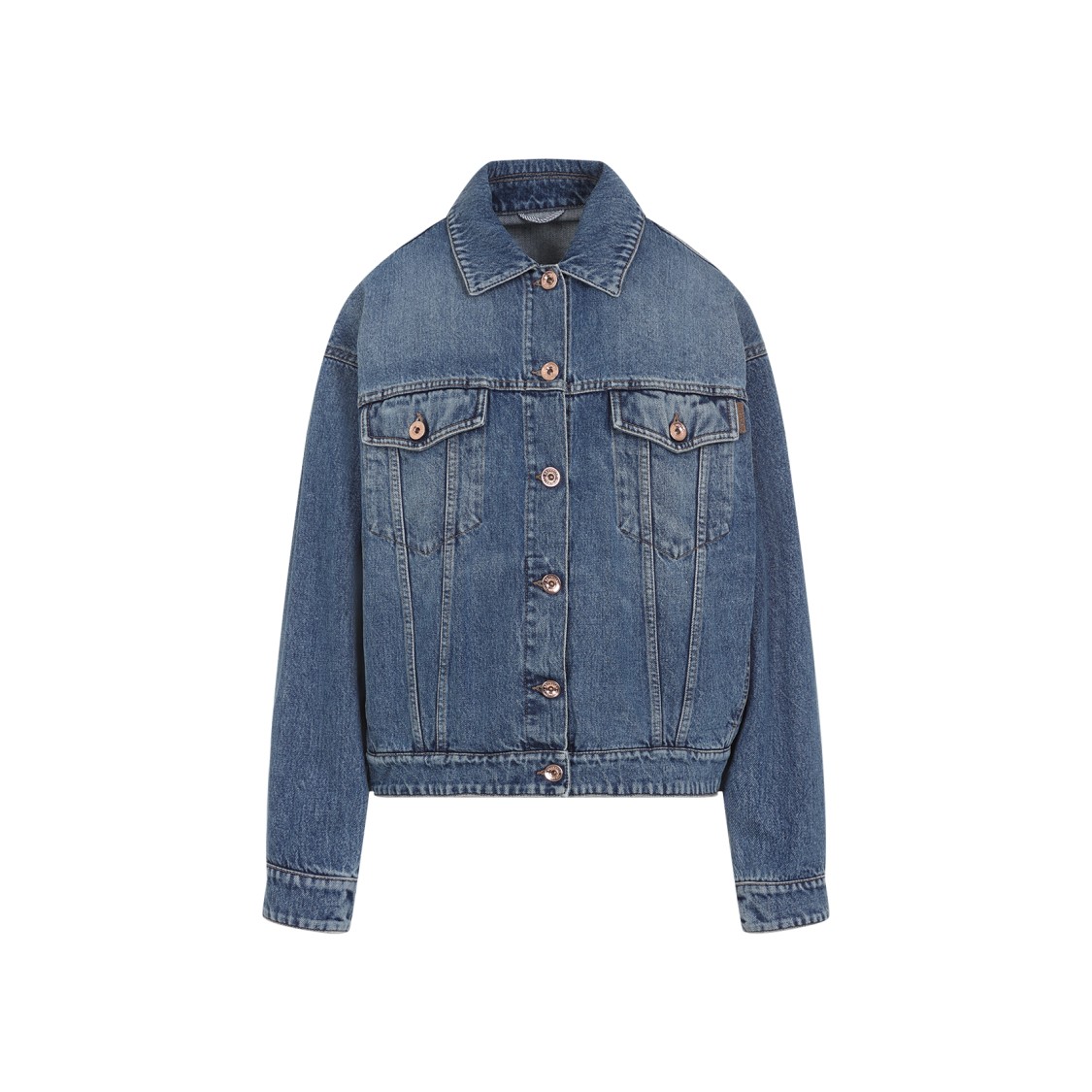 Shop Brunello Cucinelli Cropped Denim Jacket In Blue