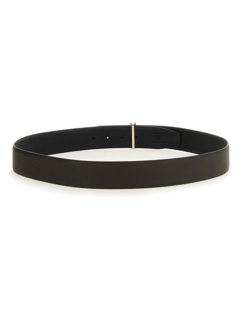 Tom Ford Reversible Calf Leather Belt With Buckle In Black