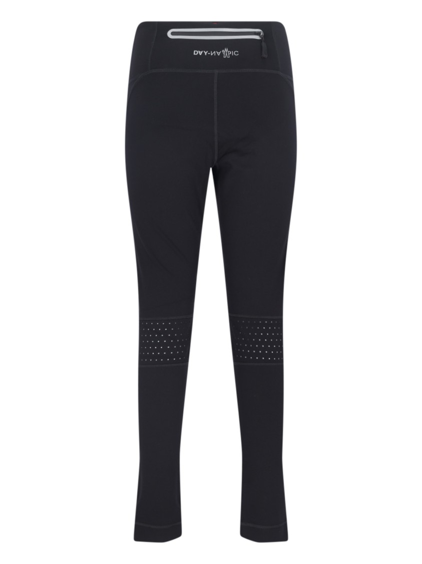 Shop Moncler Grenoble Studded Leggings In Black Stretch Nylon