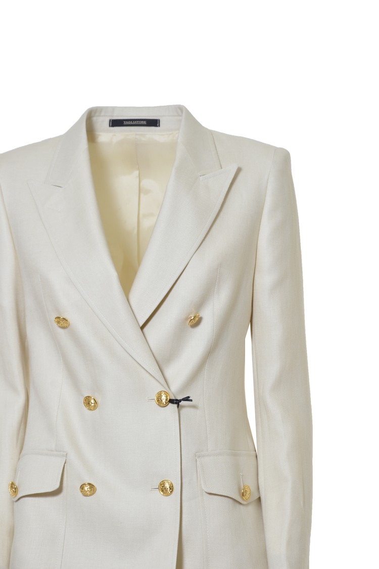 TAGLIATORE TAGLIATORE HILDA JACKET IN CREAM LINEN TWILL