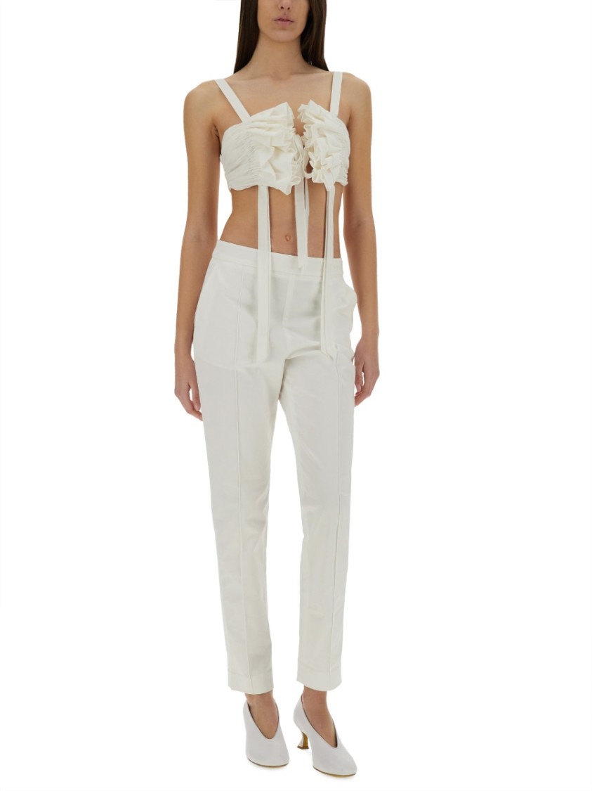 Moschino Couture Cotton And Silk Voile Crop Top In White
