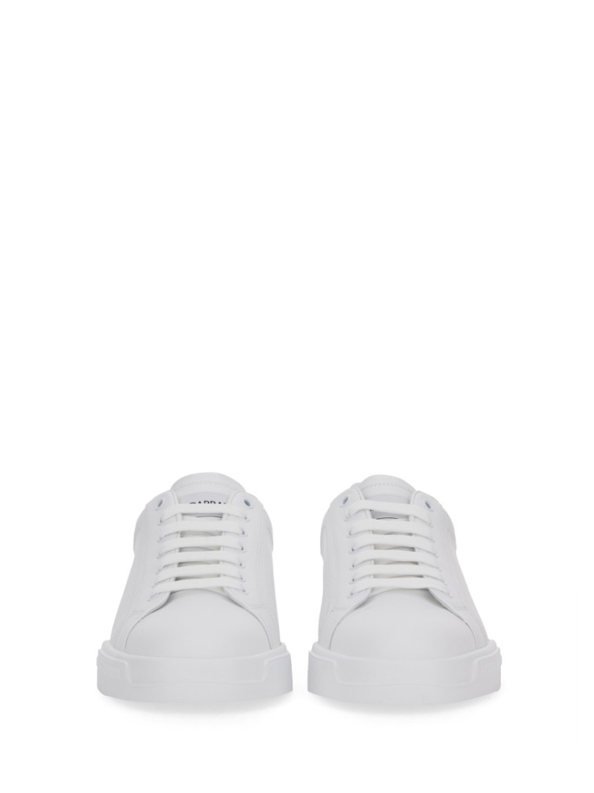 Dolce & Gabbana Portofino Calfskin White Sneakers