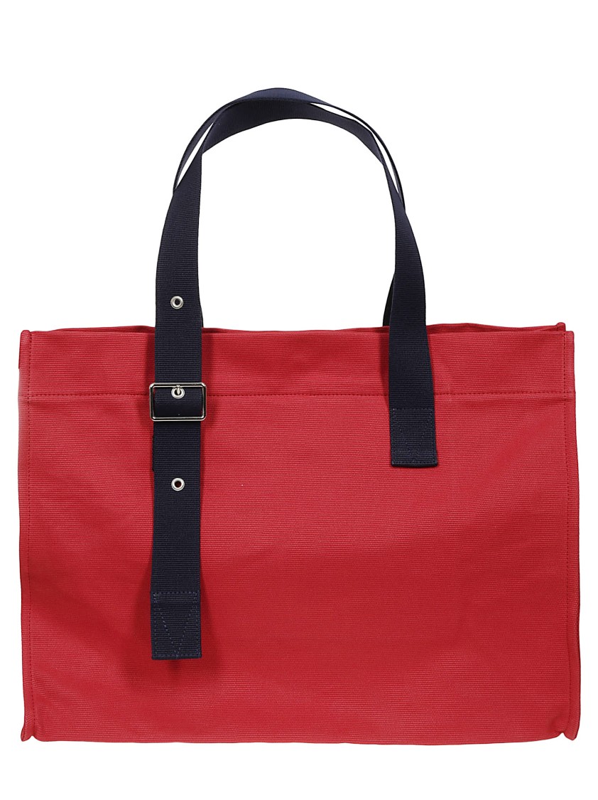 Vilebrequin Structured Red Cotton Bag With Sturdy Handles
