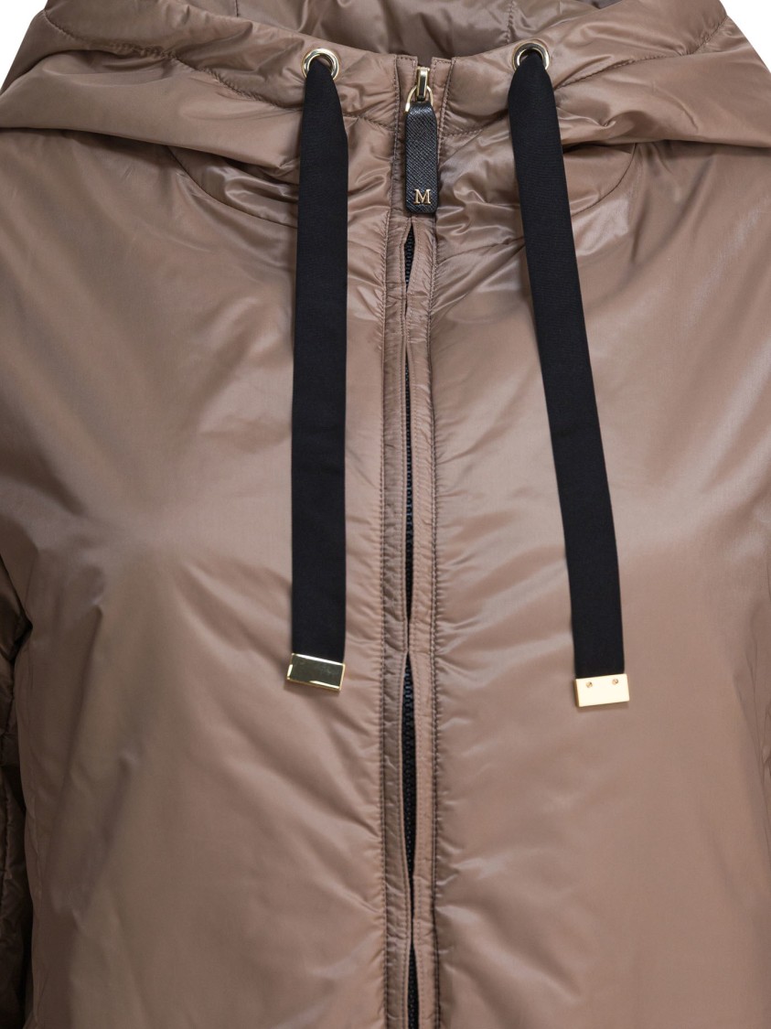 Max Mara Short Padded Jacket With Hood In Brown