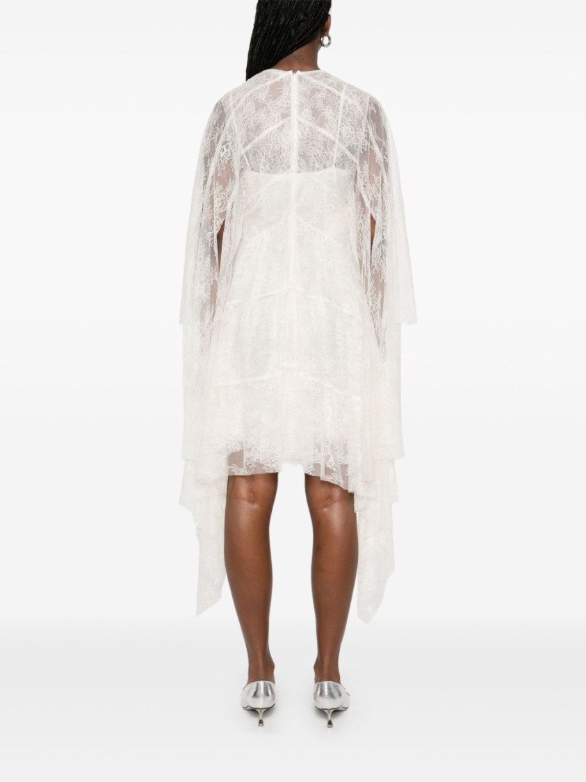 Shop Philosophy Di Lorenzo Serafini Ivory Layered Evening Dress With Asymmetrical Hemline
