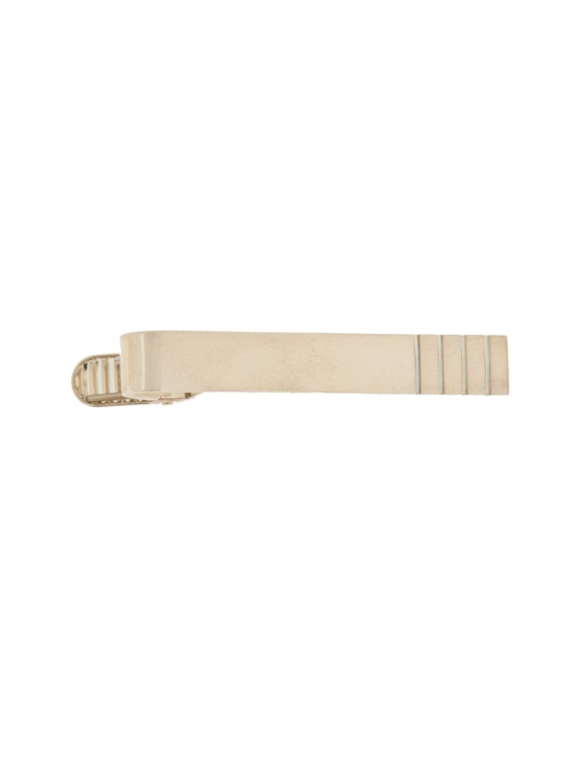 Thom Browne Minimalist Sterling Silver Tie Clip With Textured Grip In Neutral