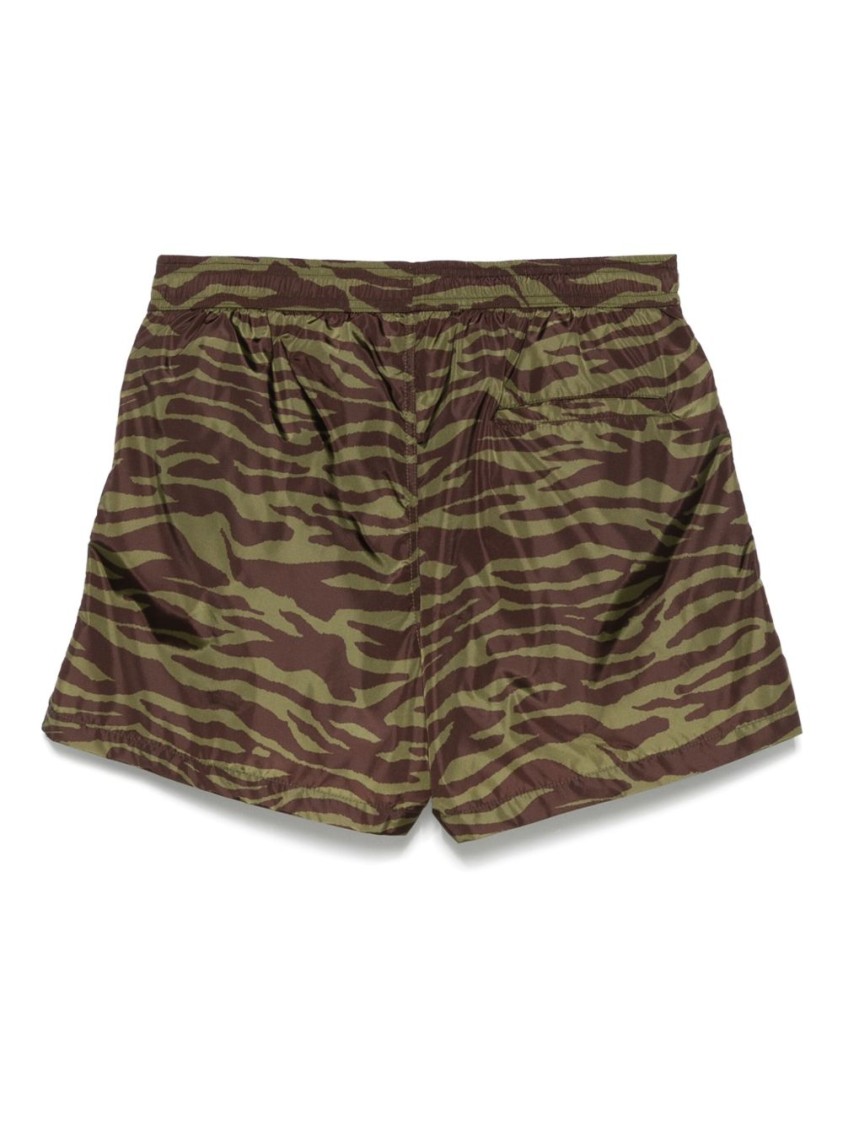 Shop Attico The Bermuda Shorts With Bold Tiger Stripe